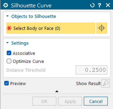Project Silhouettes from 3D geometry to the sketch plane