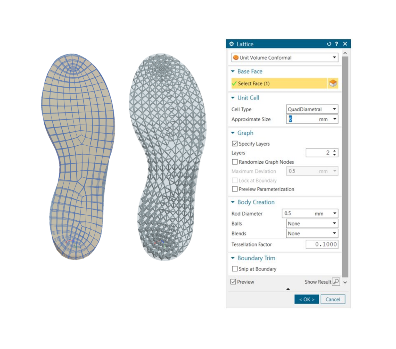 Advanced Modeling with Lattice Designer in NX Advanced Modeling Software of shoes